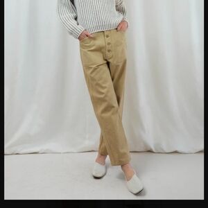 High-Rise Button-Front Khaki Women’s Pants